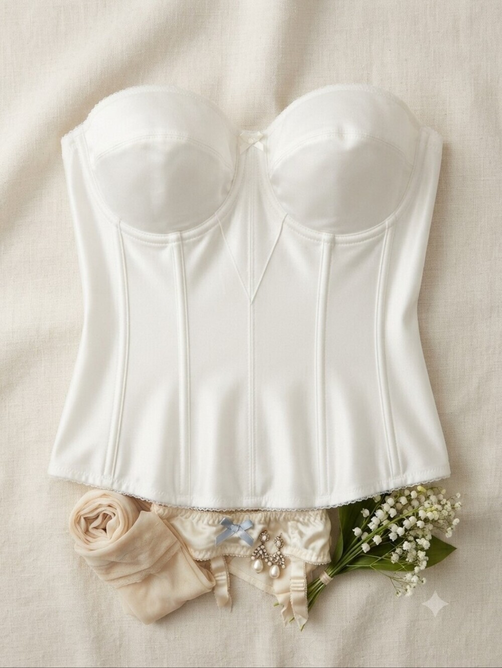 Dominique White Strapless Corset Bustier Bra Top